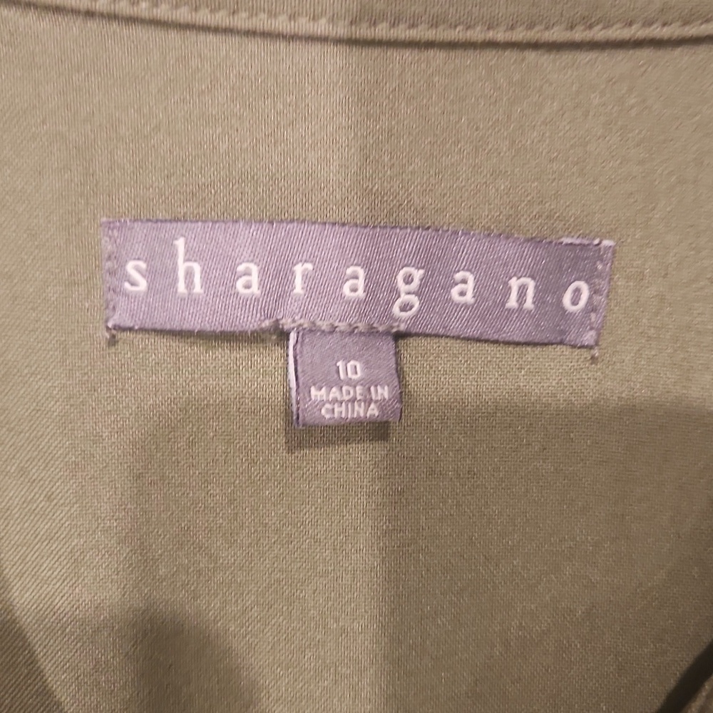 Sharagano Olive Green Zip-Up Dress - Picture 4 of 6